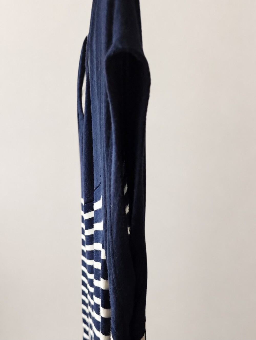 Talbots Preppy Navy White Striped Modal Maxi Dress Drawstring Waist L - Picture 7 of 15